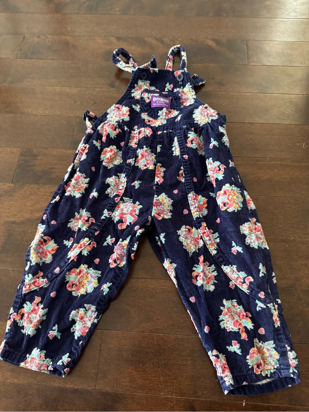 Vintage Oshkosh made in canada Navy Floral Corduroy Overalls